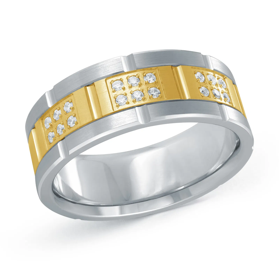 14K White and Yellow Gold 8mm Diamond Ring (0.20 ct.tw.)
