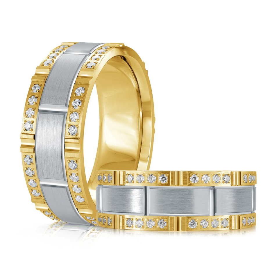 14K Yellow and White Gold 8mm Diamond Ring (0.60 ct.tw.)