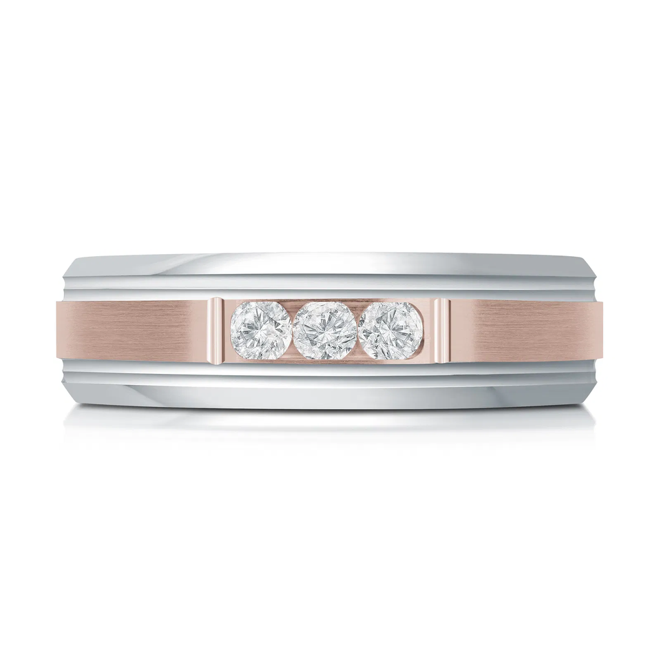 14K White and Rose Gold 6mm Diamond Ring (0.20 ct.tw.)