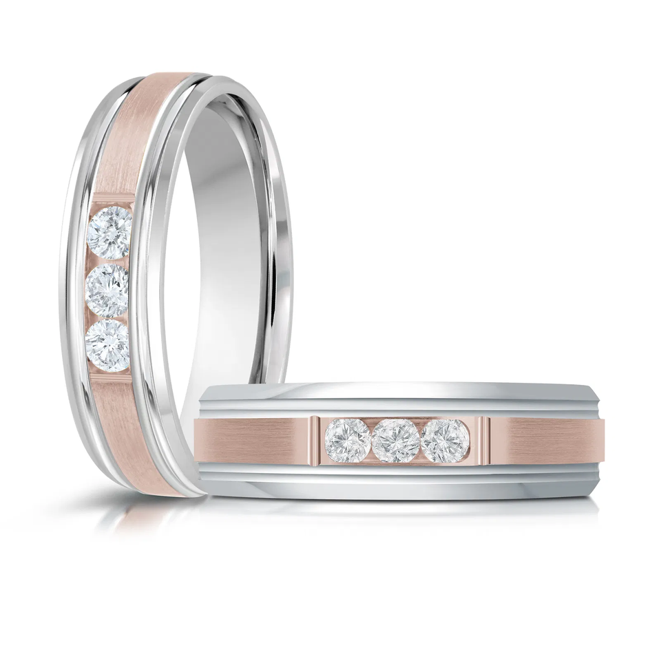 14K White and Rose Gold 6mm Diamond Ring (0.20 ct.tw.)