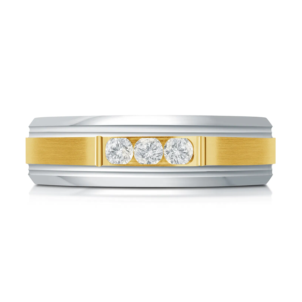 14K White and Yellow Gold 6mm Diamond Ring (0.20 ct.tw.)
