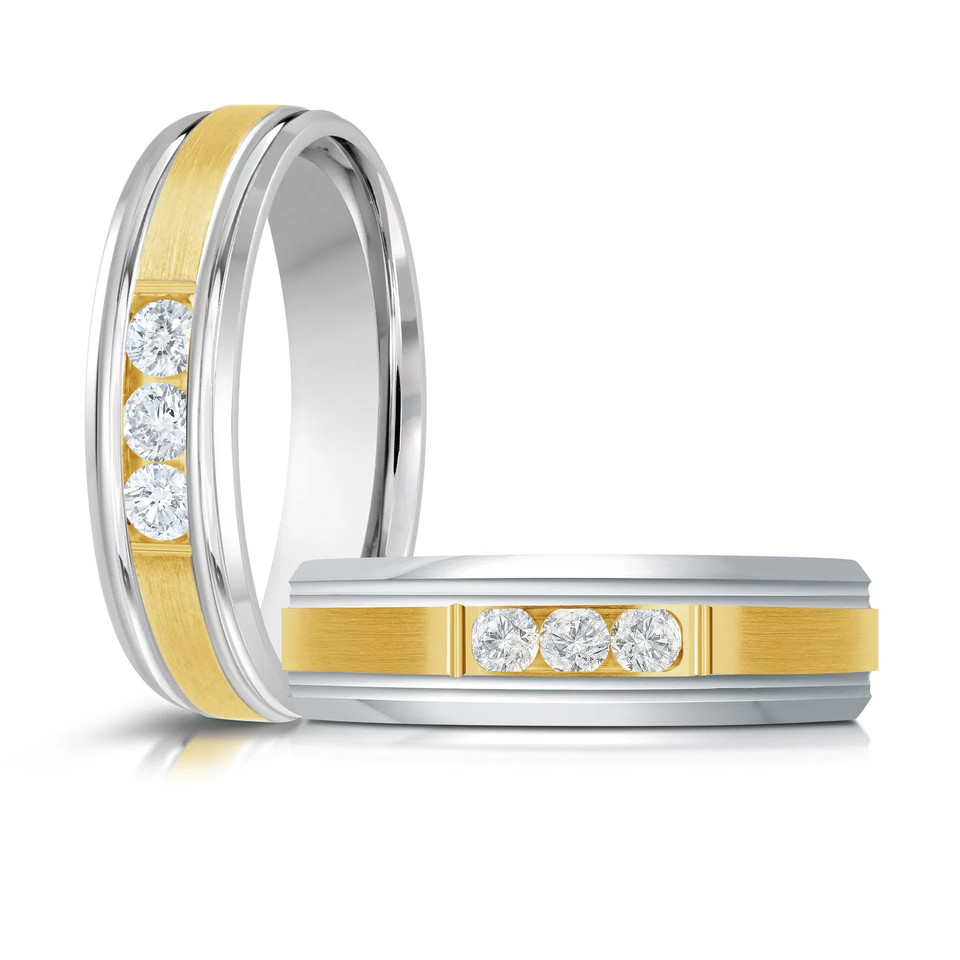 14K White and Yellow Gold 6mm Diamond Ring (0.20 ct.tw.)