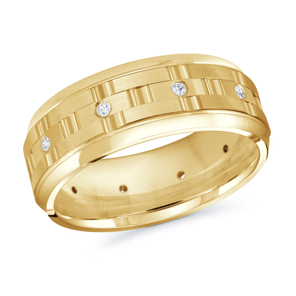 14K Yellow Gold 8mm Diamond Ring (0.20 ct.tw.)