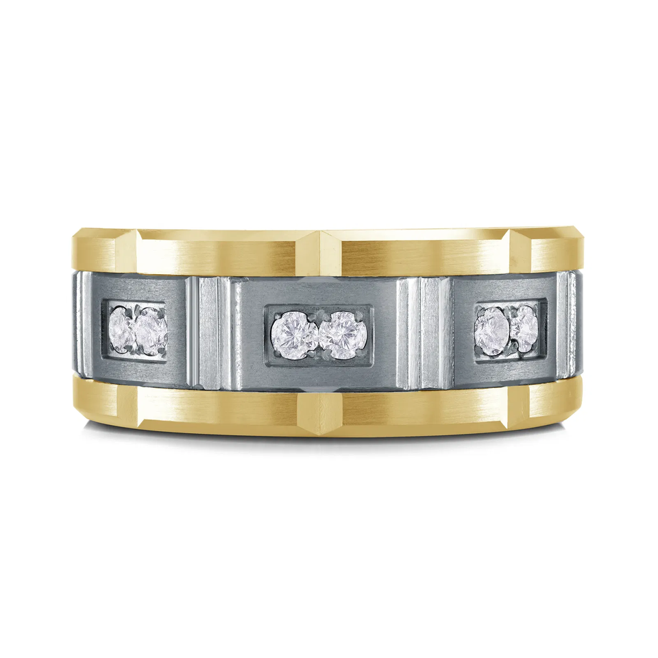 Tantalum & 14K Yellow Gold 9mm Men's Ring (0.20 ct.tw.)