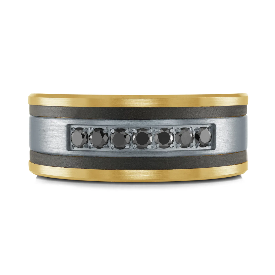 Tantalum & 14K White Gold 8.5mm Men's Ring (0.20 ct.tw.)