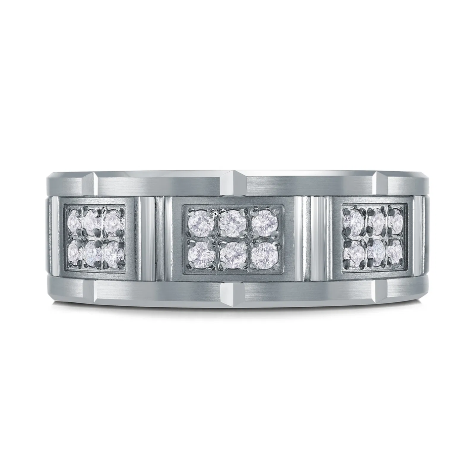 Tantalum & 14K White Gold 8mm Men's Ring (0.30 ct.tw.)