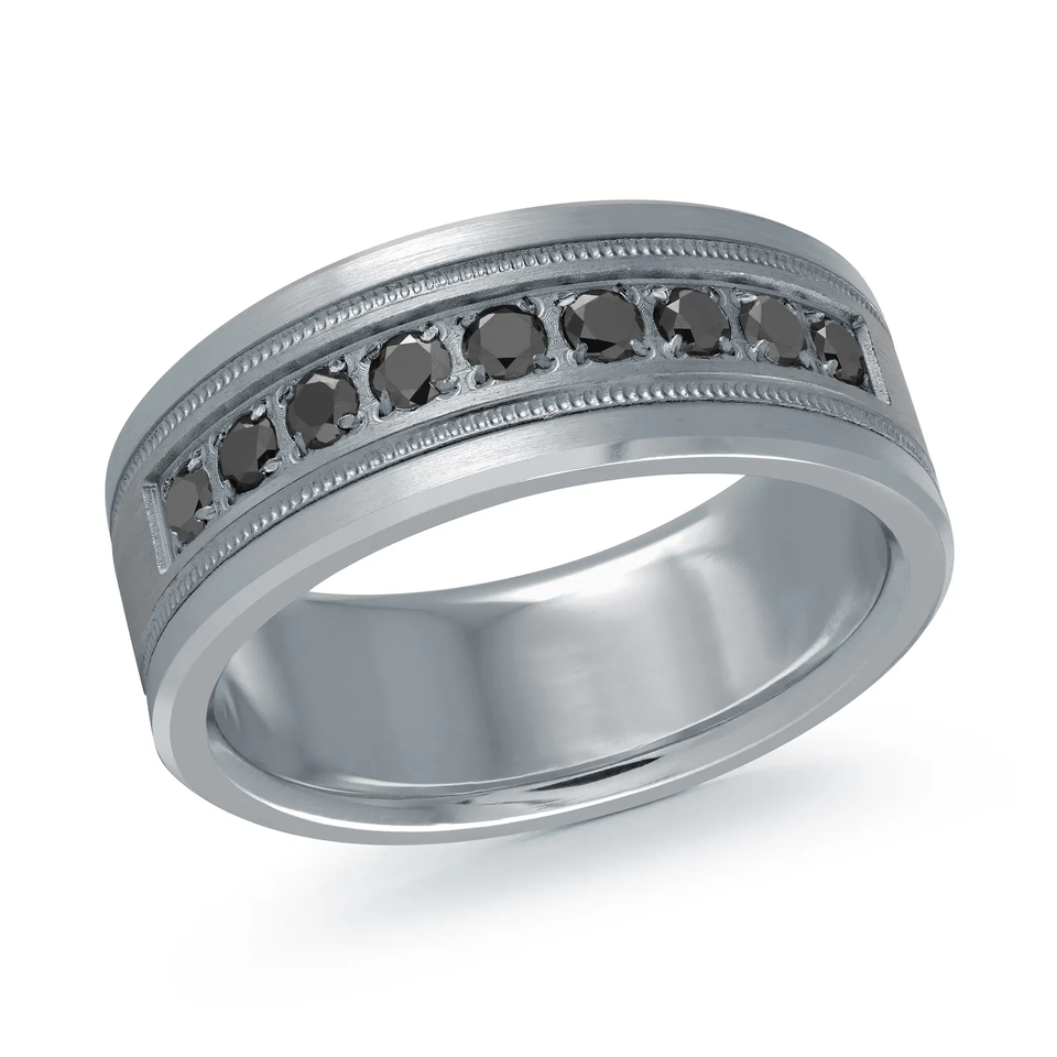 Tantalum & 14K White Gold 8.5mm Men's Ring (0.50 ct.tw.)