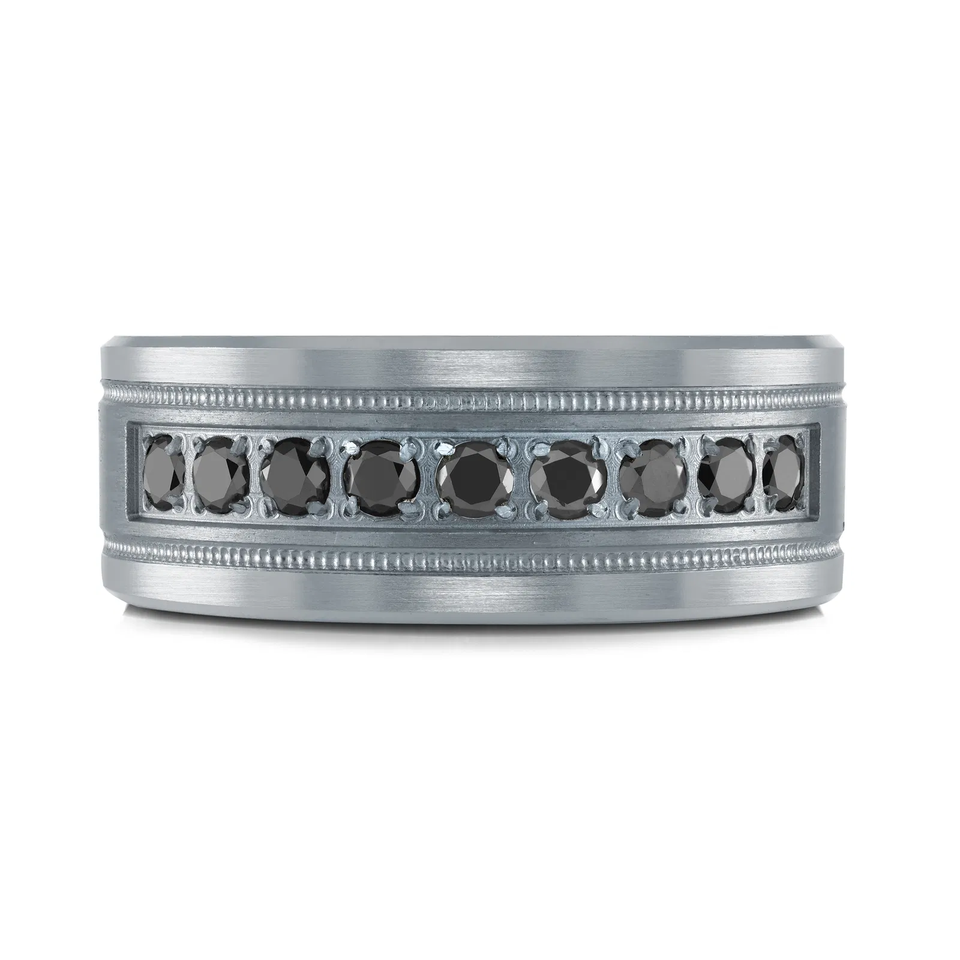 Tantalum & 14K White Gold 8.5mm Men's Ring (0.50 ct.tw.)