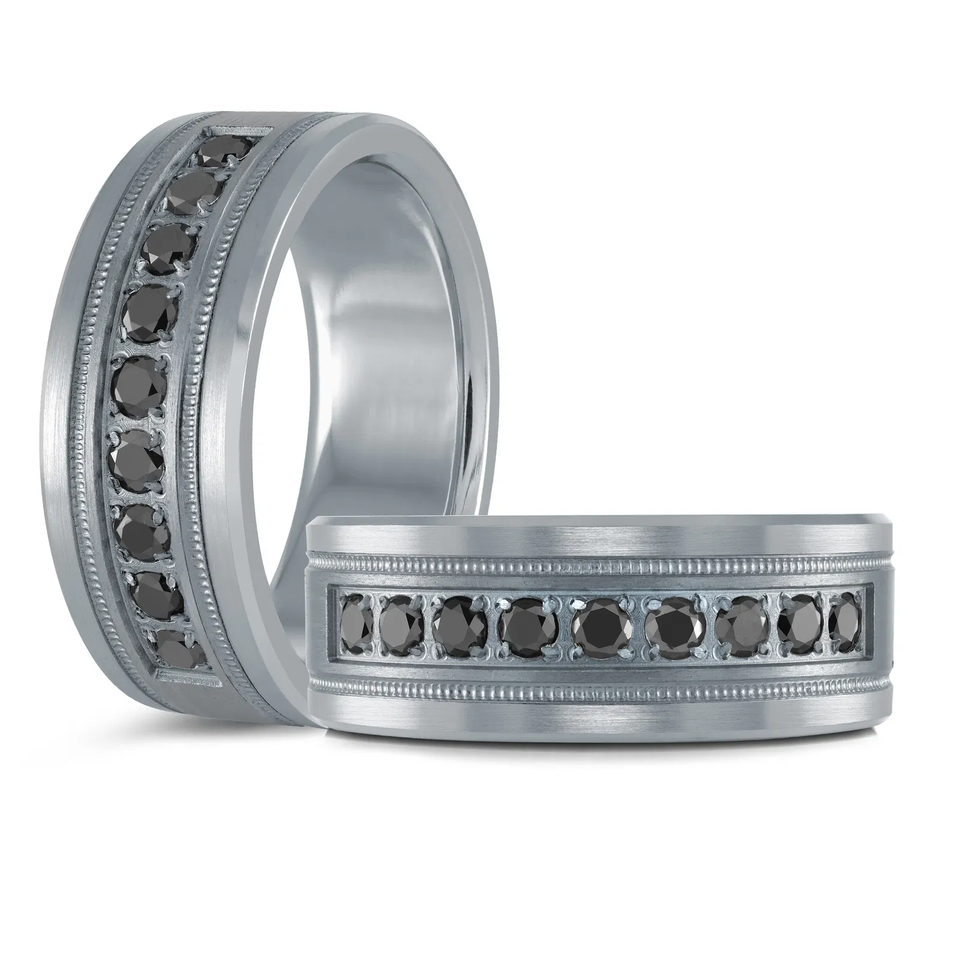 Tantalum & 14K White Gold 8.5mm Men's Ring (0.50 ct.tw.)