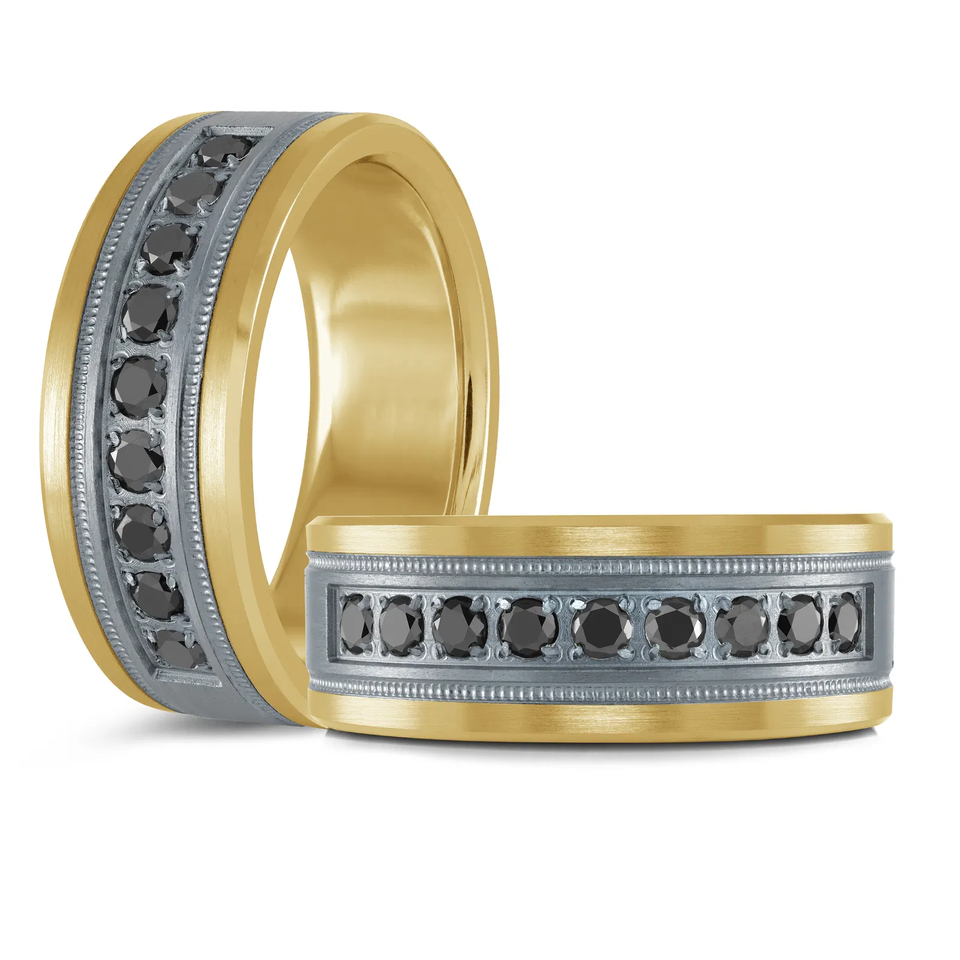 Tantalum & 14K Yellow Gold 8.5mm Men's Ring (0.50 ct.tw.)