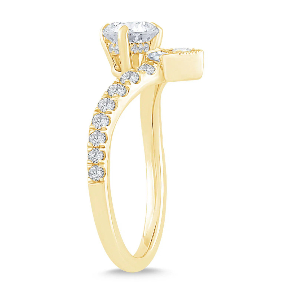 Round and Baguette Chevron Engagement Ring (Setting-0.50 ct. tw.)
