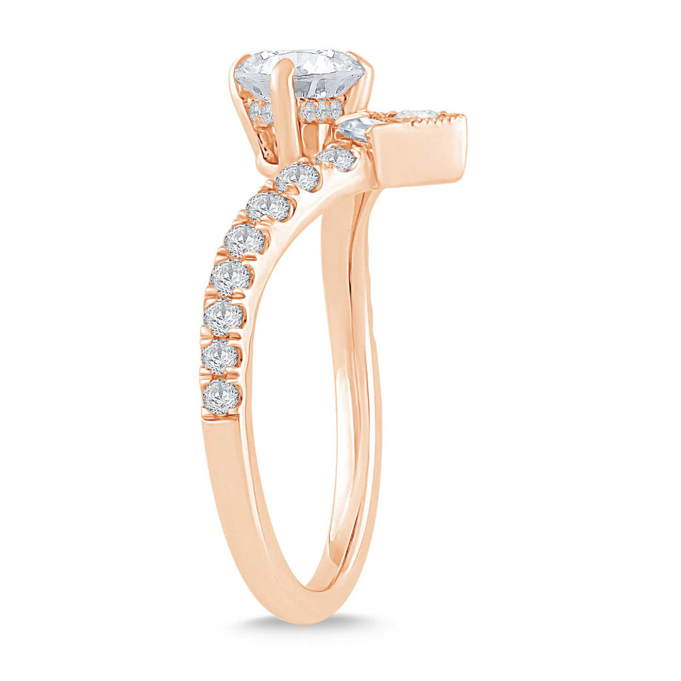 Round and Baguette Chevron Engagement Ring (Setting-0.50 ct. tw.)