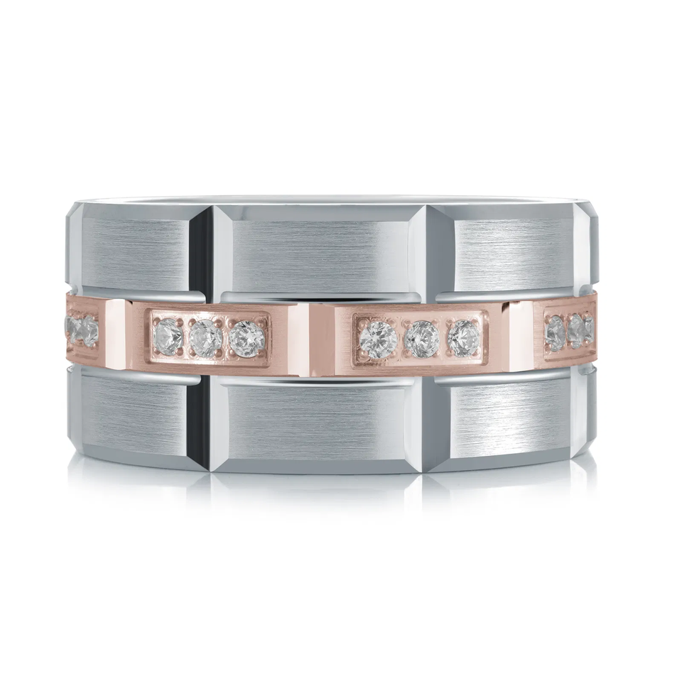 14K White and Rose Gold 11mm Diamond Ring (0.40 ct.tw.)