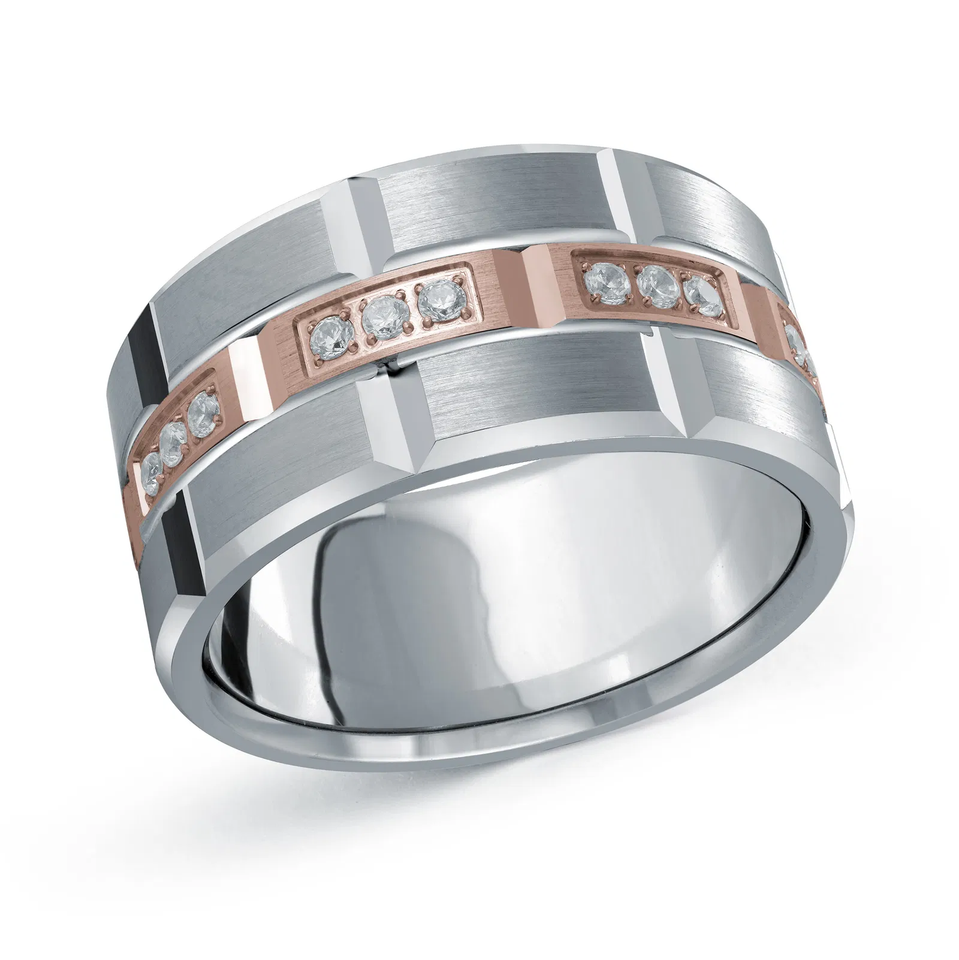 14K White and Rose Gold 11mm Diamond Ring (0.40 ct.tw.)