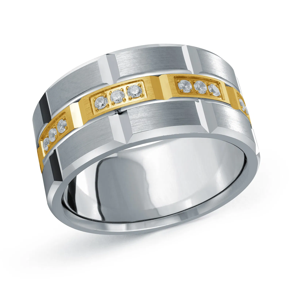 14K White and Yellow Gold 11mm Diamond Ring (0.40 ct.tw.)