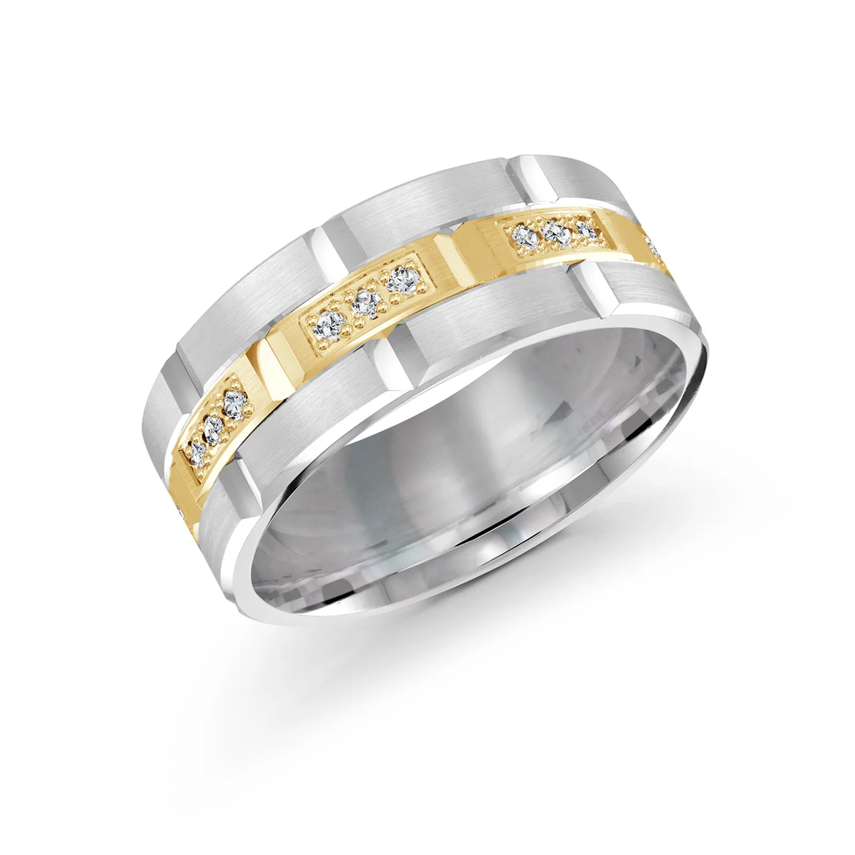 14K White and Yellow Gold 9mm Diamond Ring (0.30 ct.tw.)