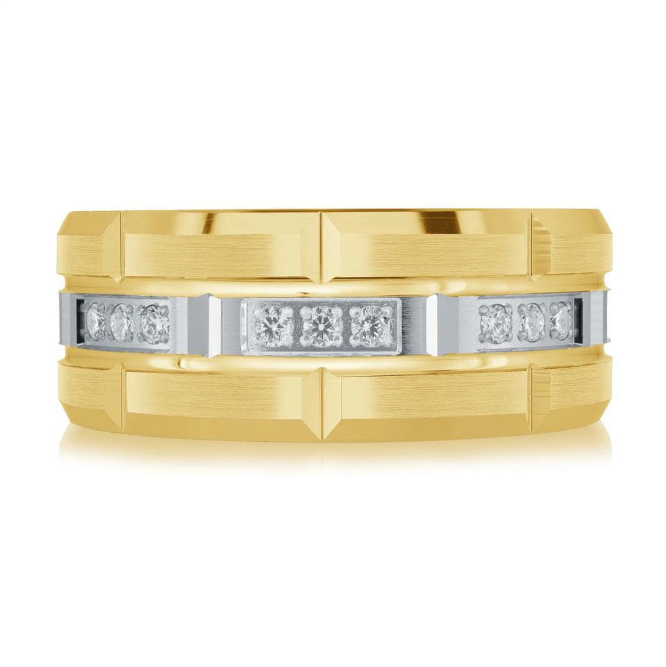 14K Yellow and White Gold 9mm Diamond Ring (0.30 ct.tw.)