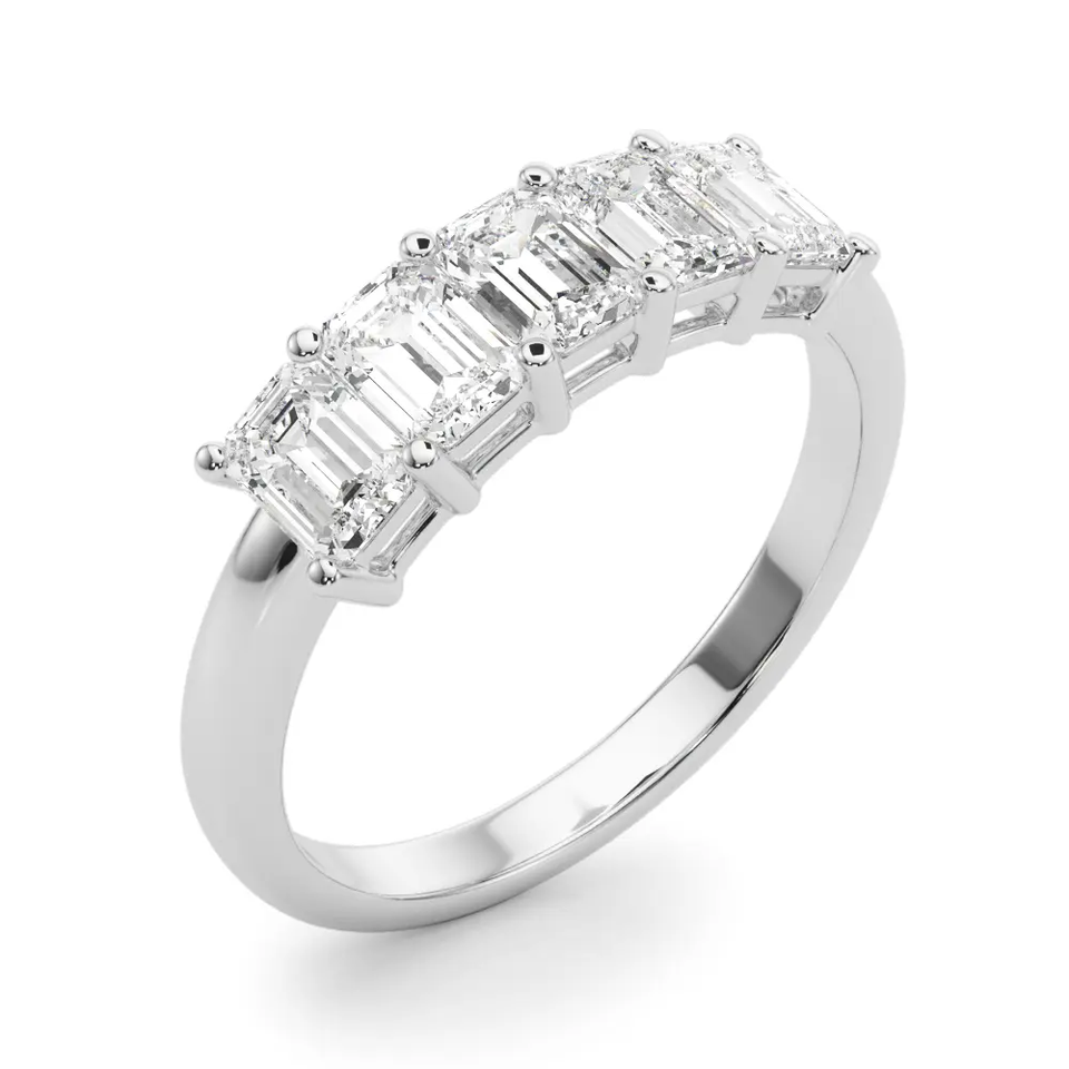 White Gold Five-Stone Emerald Diamond Wedding Ring (2.00 ct.tw.)