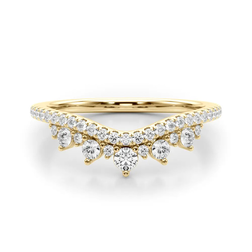 Yellow Gold Chevron Diamond Wedding Ring (0.38 ct.tw.)