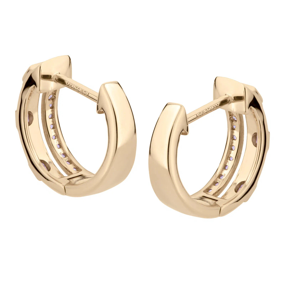 14K Yellow Gold Amethyst Gemstone Earrings