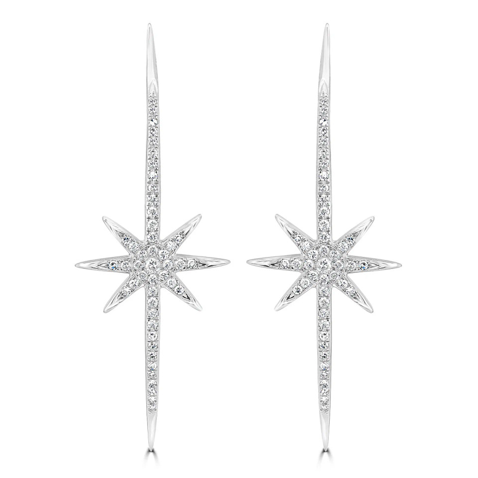 14k White Gold Natural Diamond Starburst Earrings (0.43 ct.wt)