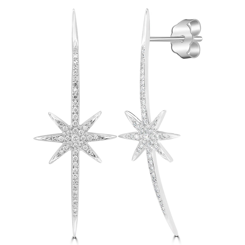 14k White Gold Natural Diamond Starburst Earrings (0.43 ct.wt)