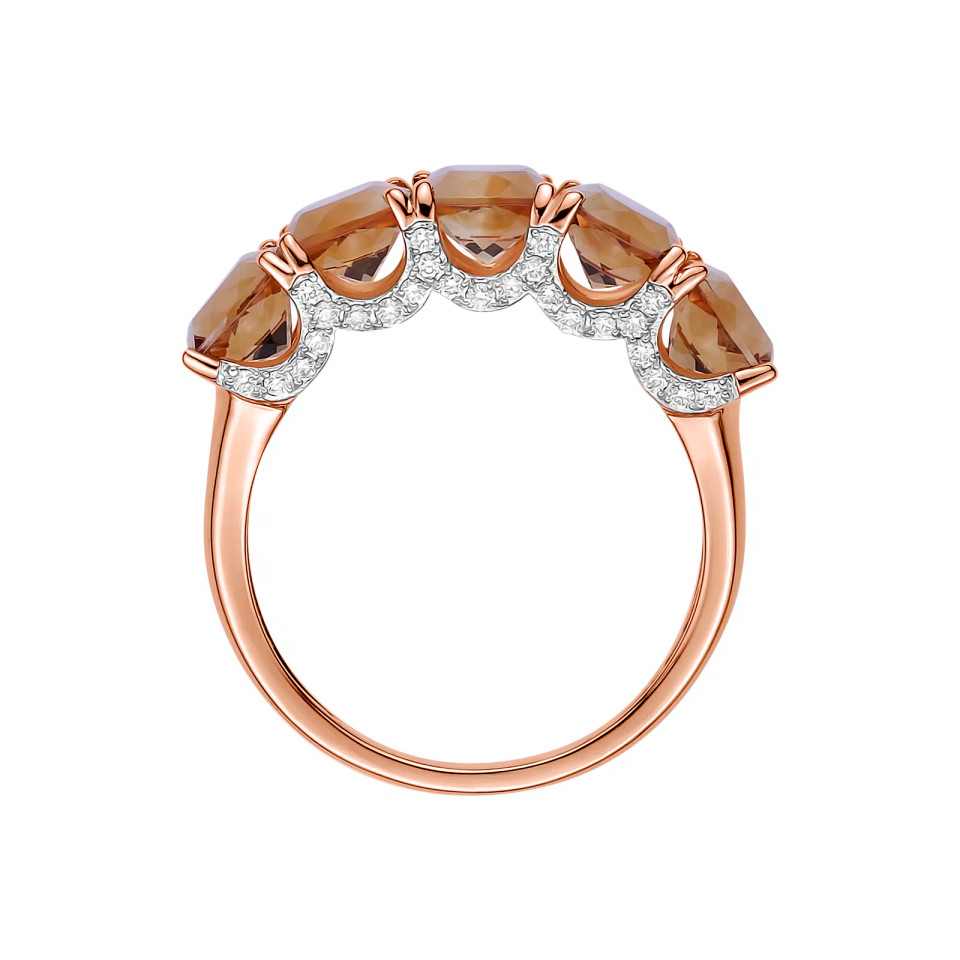Citrine Cushion Cut Ring with Diamonds(0.21 ct.tw)