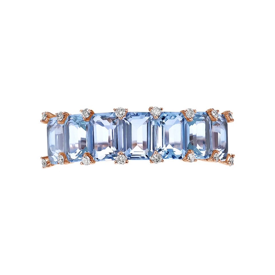 Green Amethyst Octagon Cut Ring with Diamonds(0.14 ct.tw)