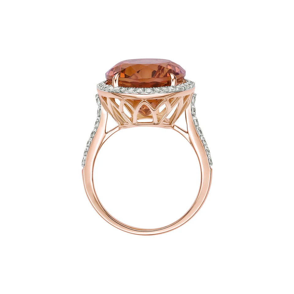 Madeira Citrine Oval Cut Ring with Diamonds(0.55 ct.tw)