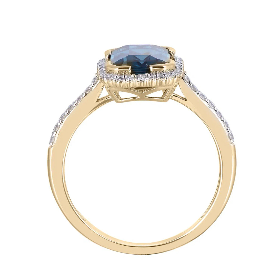 London Blue Topaz Octagon Cut Ring with Diamonds(0.17 ct.tw)