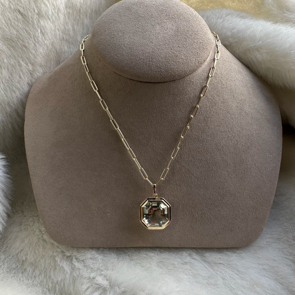 Prasiolite Asscher Cut Pendant