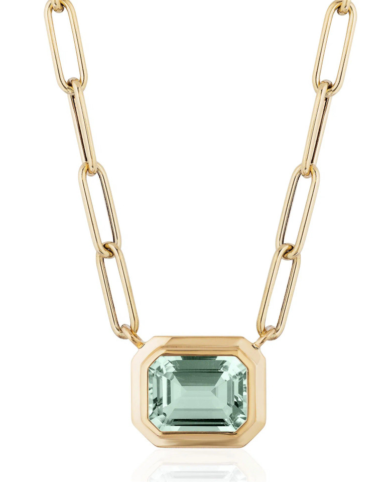 Prasiolite Emerald Cut East-West Necklace