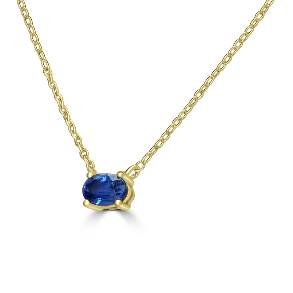 14K Yellow Gold Blue Kyanite Necklace