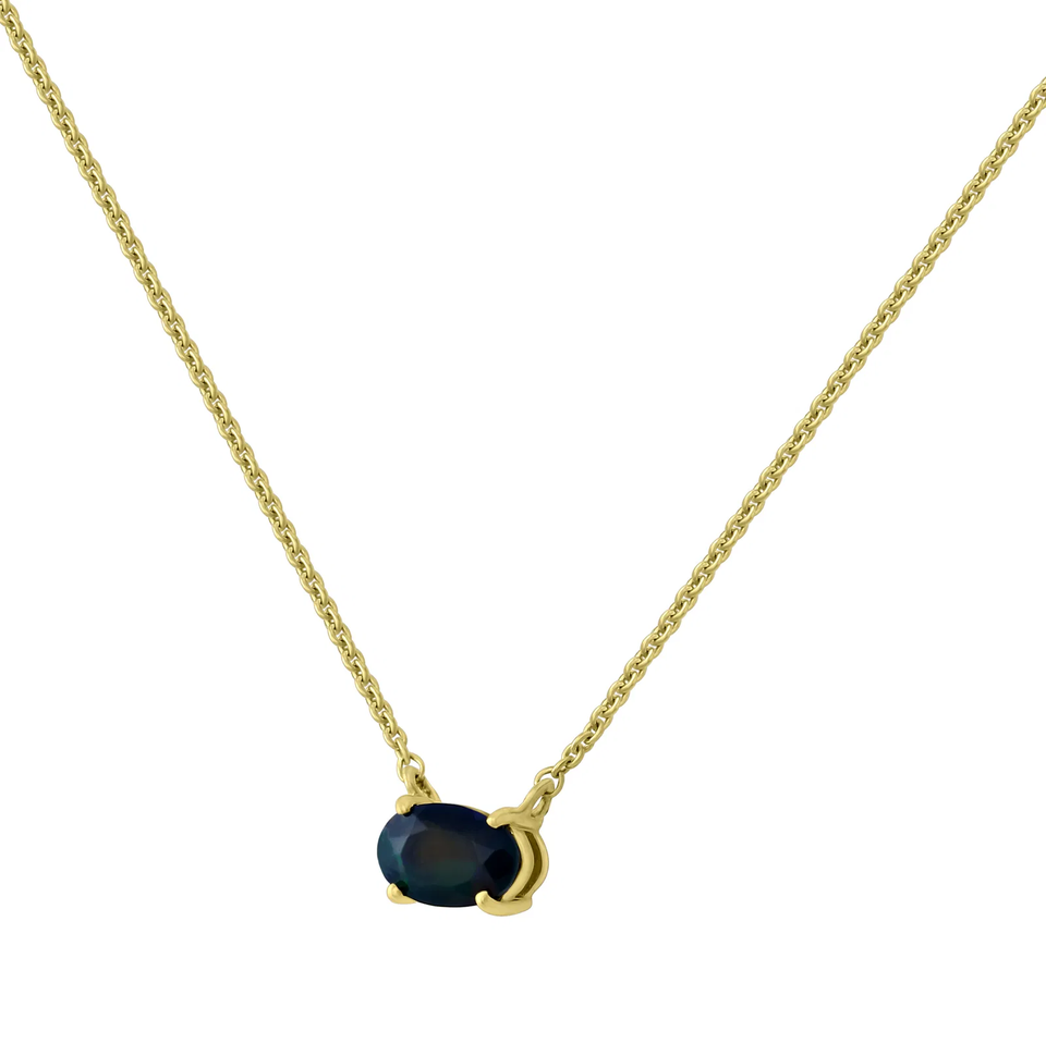 14K Yellow Gold Black Opal Necklace