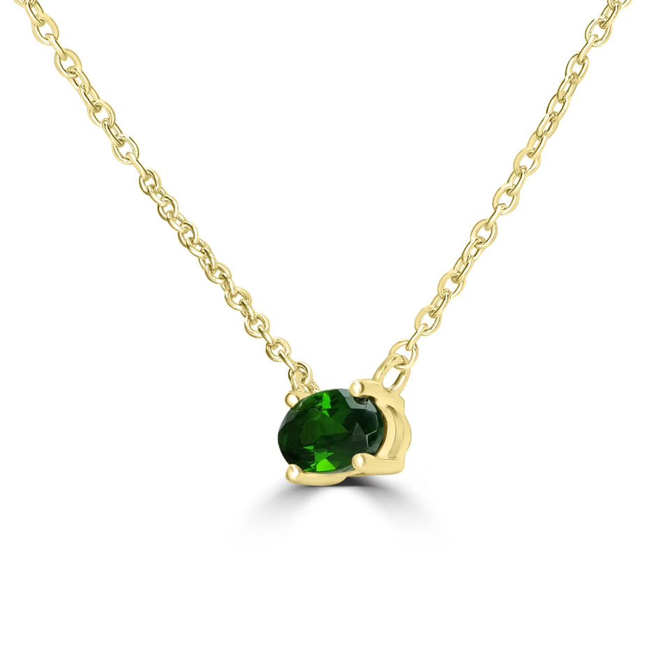 14K Yellow Gold Chrome Diopside Necklace