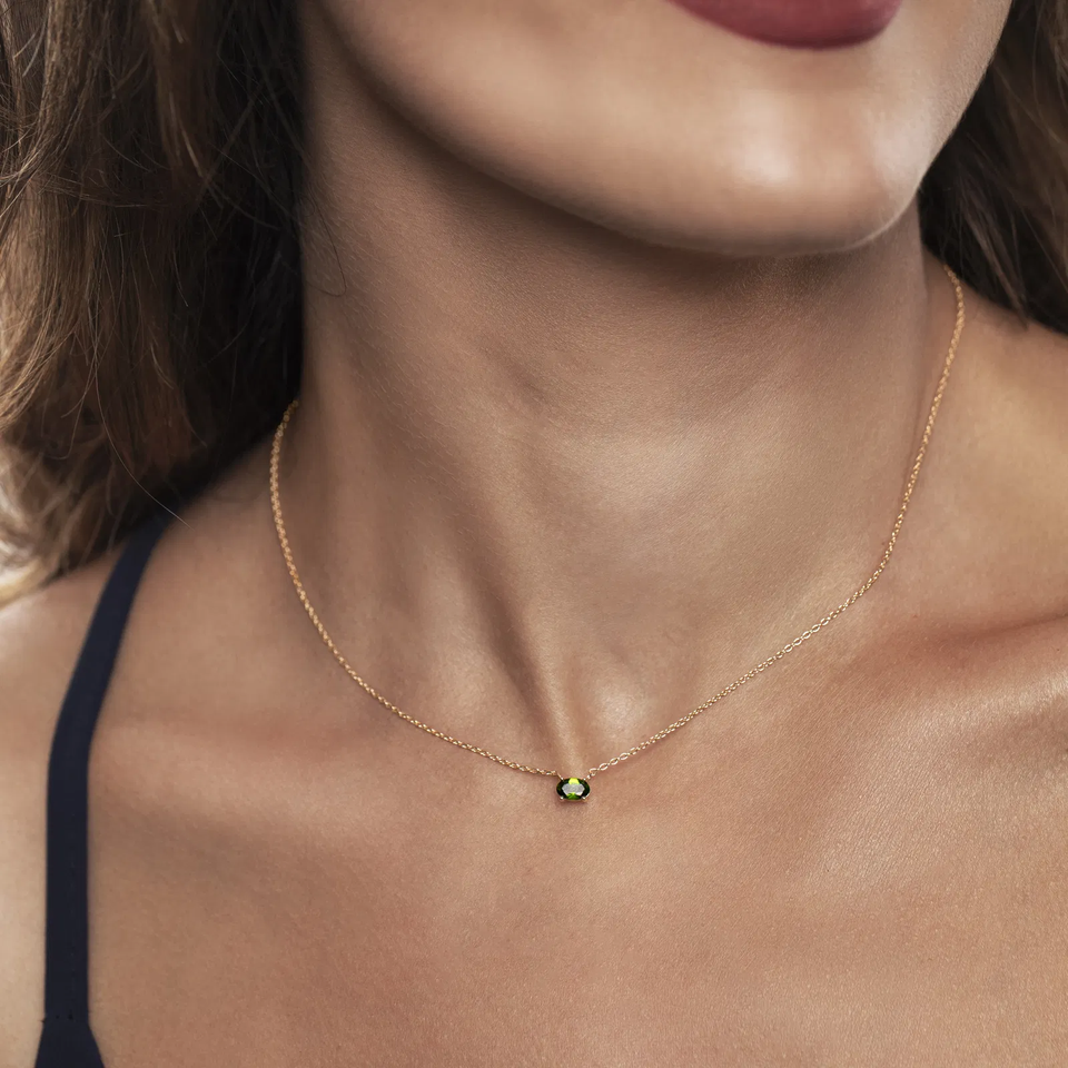 14K Yellow Gold Chrome Diopside Necklace