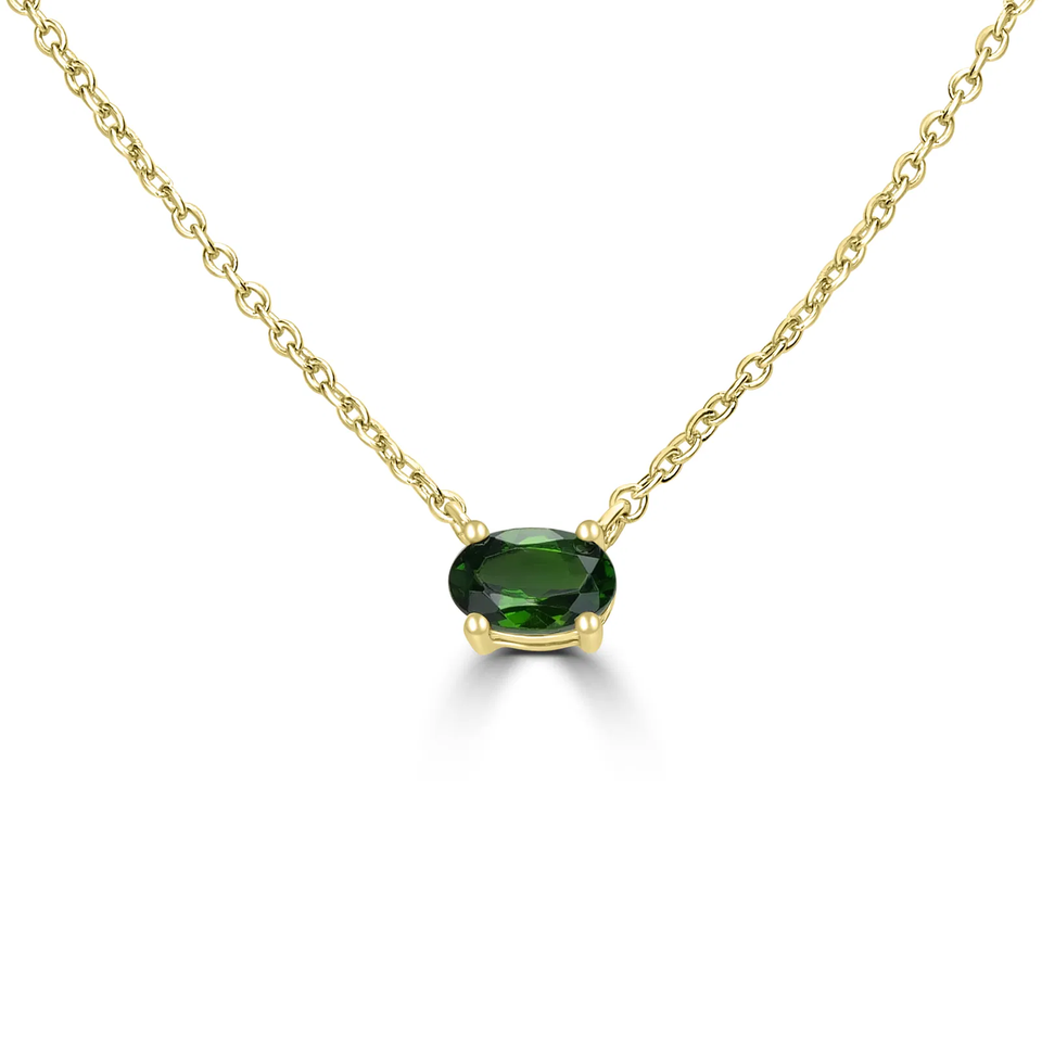 14K Yellow Gold Chrome Diopside Necklace