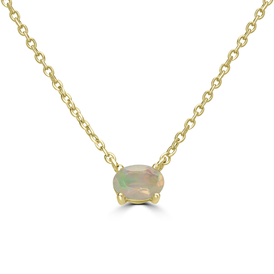 14K Yellow Gold Ethiopian Opal Necklace
