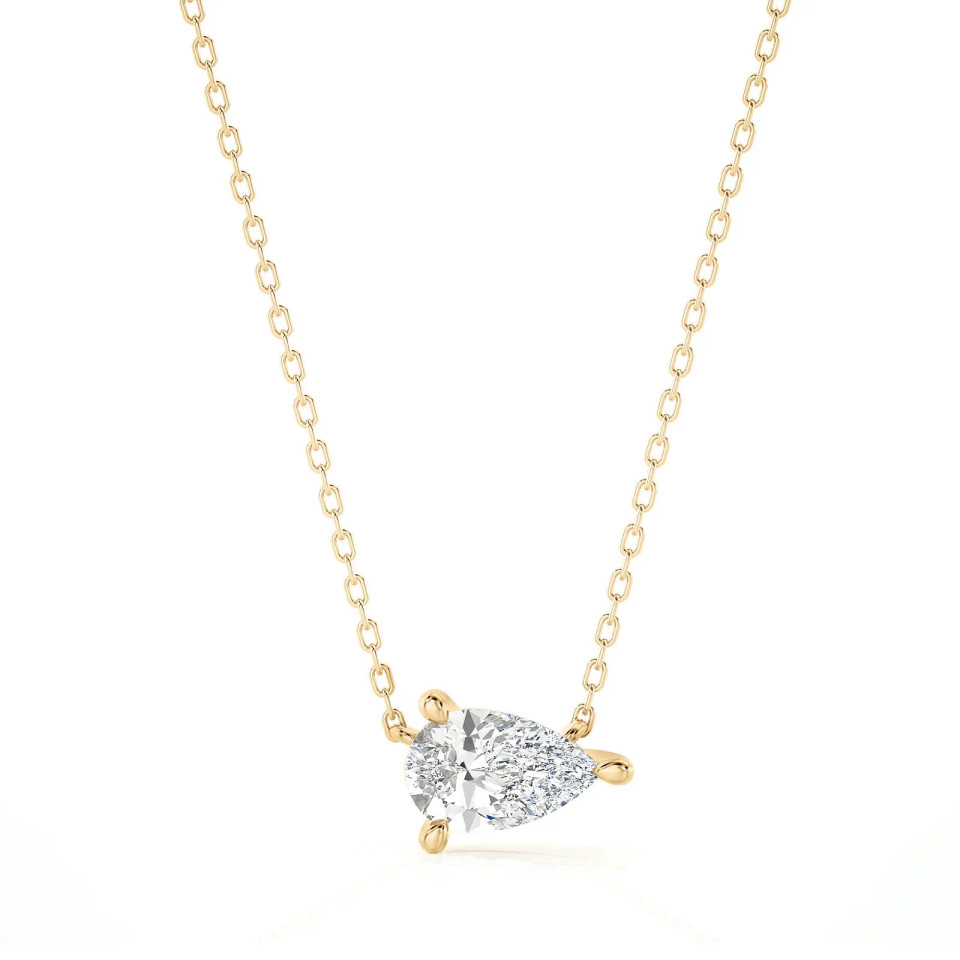 Lab Grown 0.33Ct Pear Cut Diamond Pendant Necklace