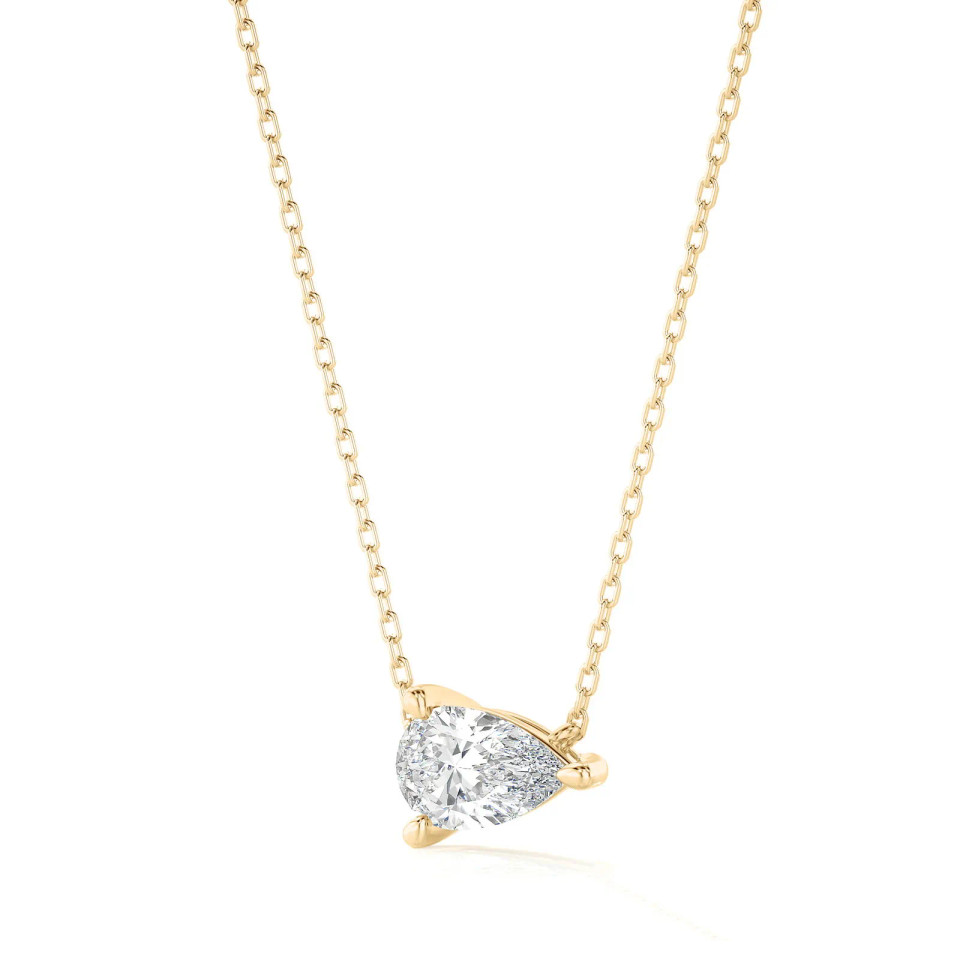 Lab Grown 0.33Ct Pear Cut Diamond Pendant Necklace