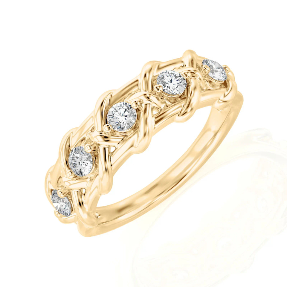 Lab Grown 0.50 Ct Diamond Round Criss Cross Ring