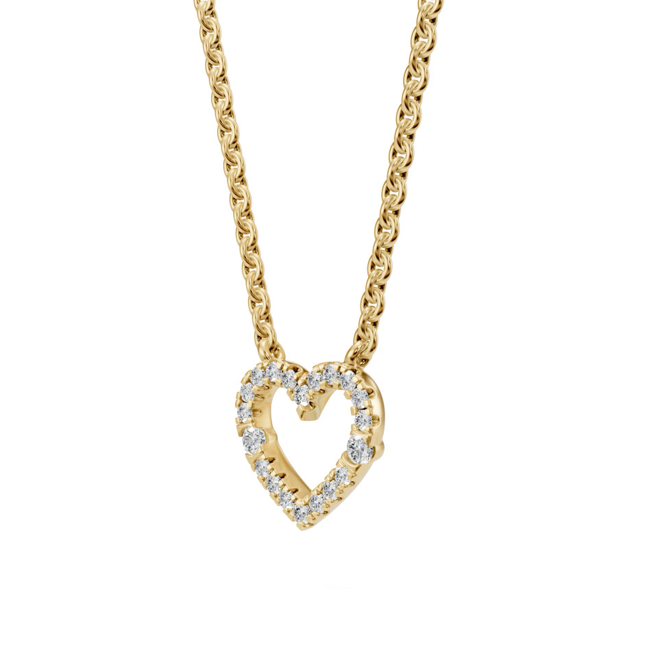Lab Grown 0.10 Ct Diamond Open Heart Pendant Necklace