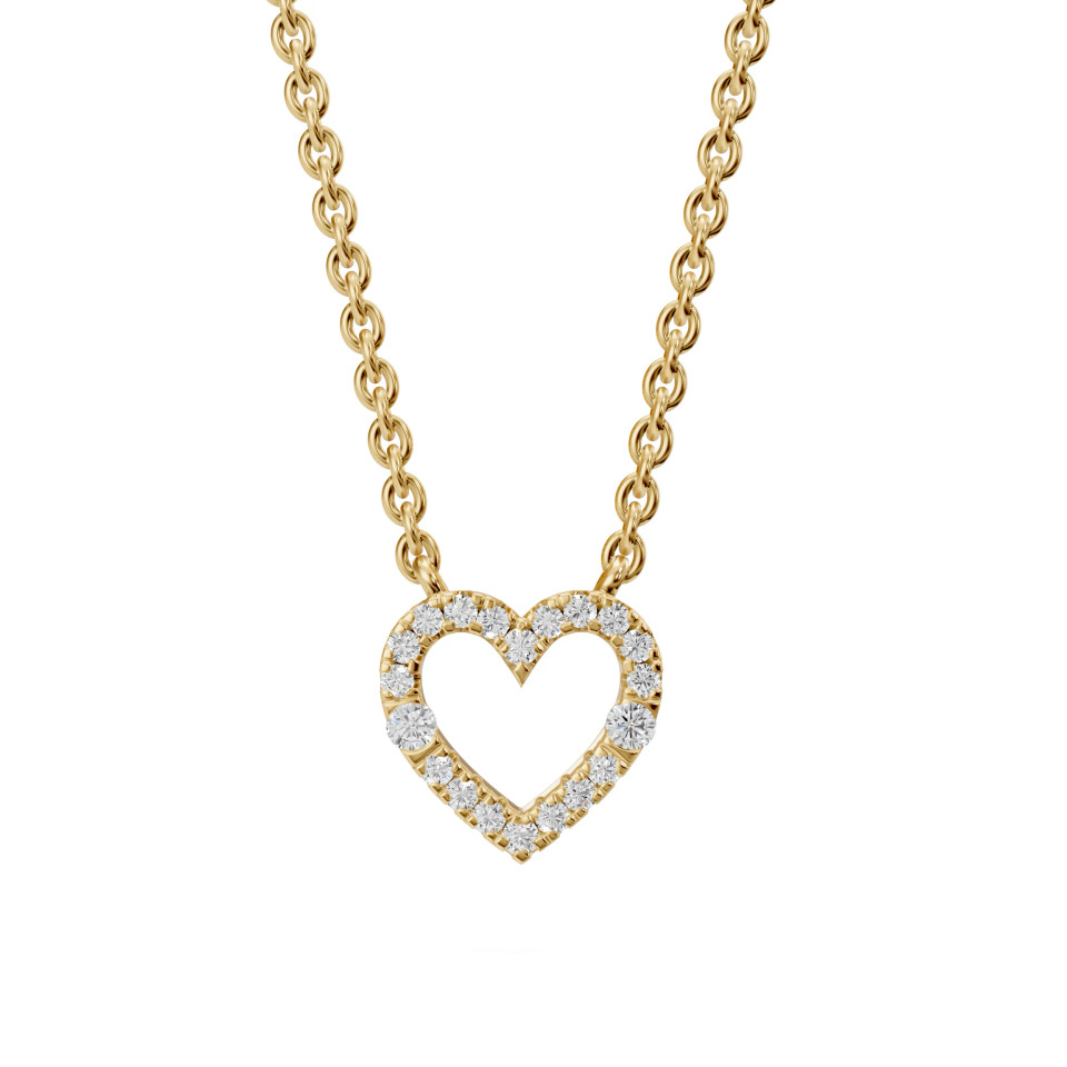 Lab Grown 0.10 Ct Diamond Open Heart Pendant Necklace