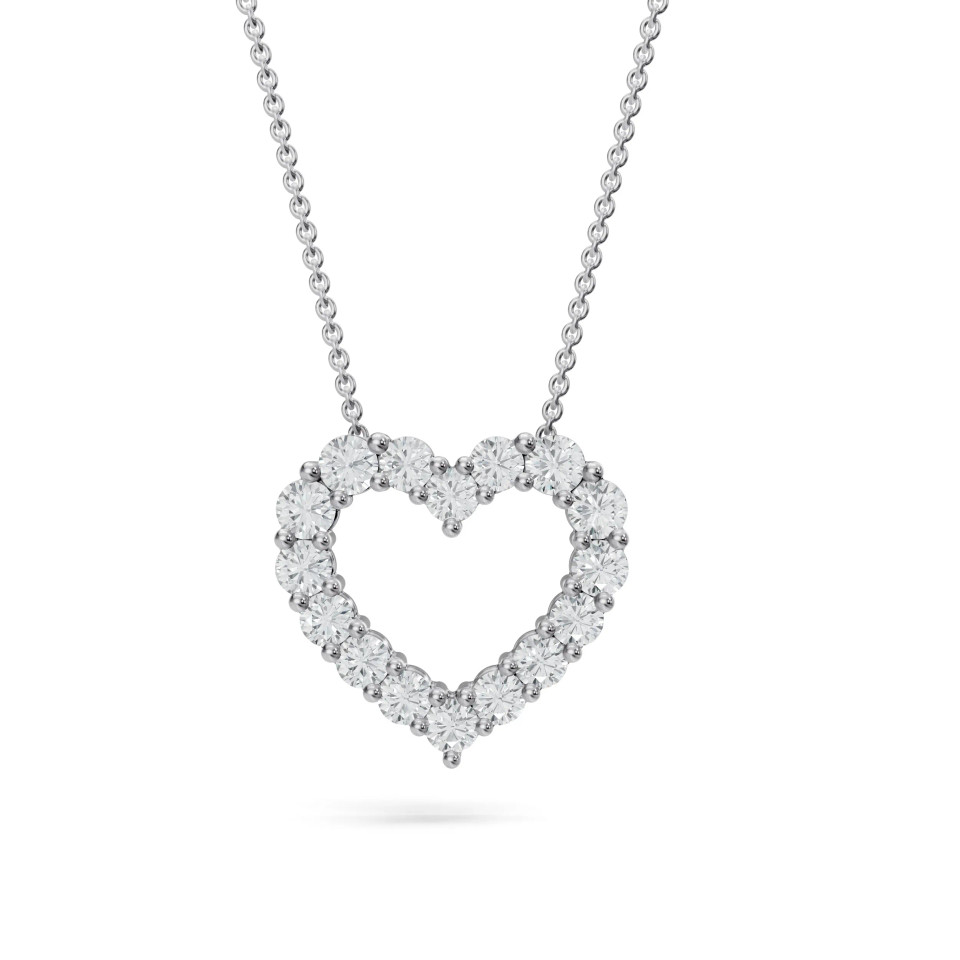Lab Grown 3.00 Carat Diamond Heart Pendant Necklace