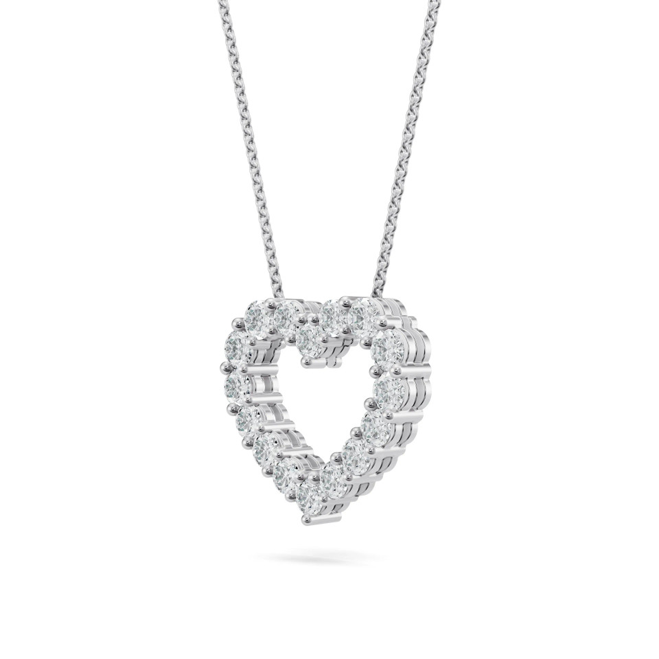Lab Grown 3.00 Carat Diamond Heart Pendant Necklace