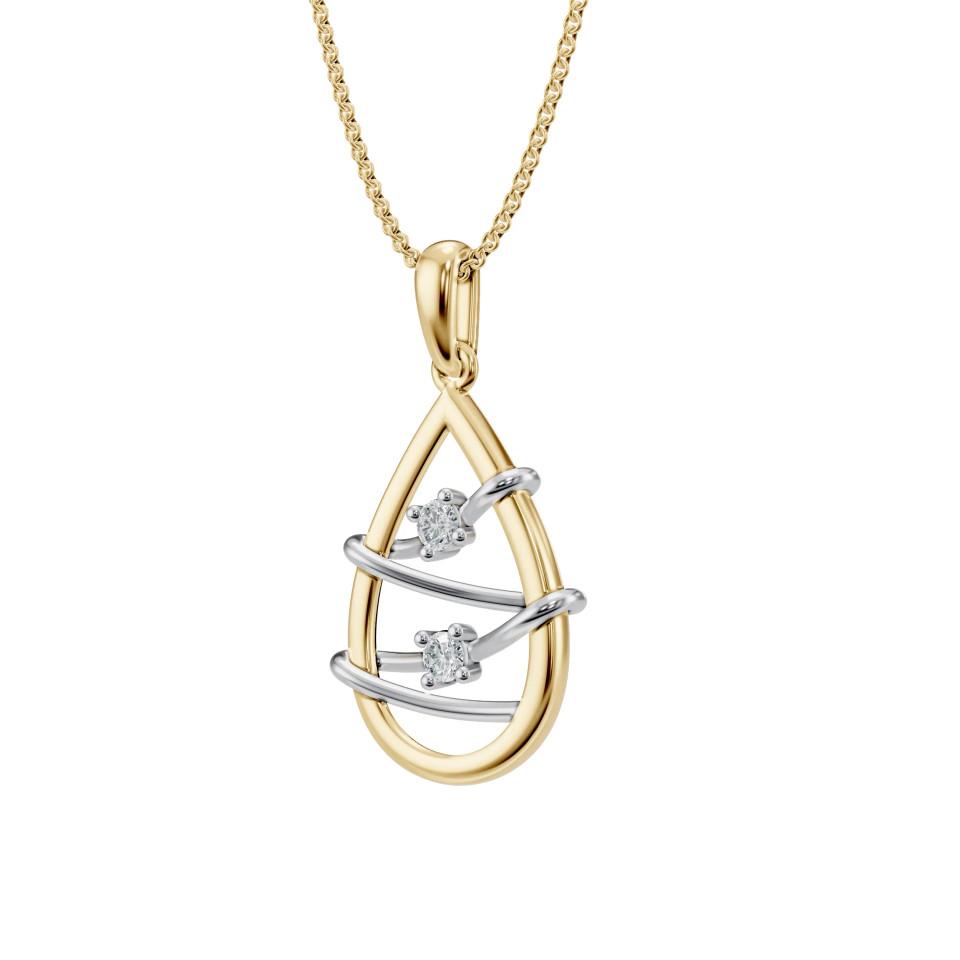 Lab Grown 0.10 Ct Diamond Teardrop Pendant Necklace