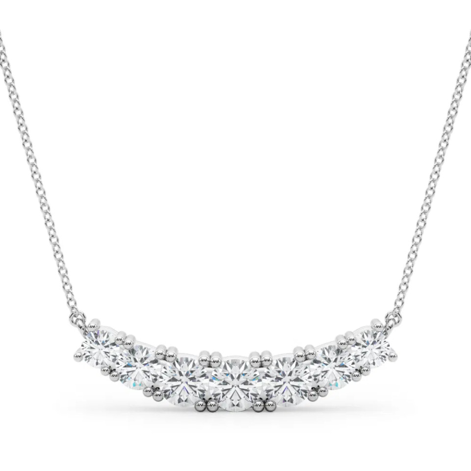 White Gold Seven Stone Diamond Necklace (1.33 ct.tw.)