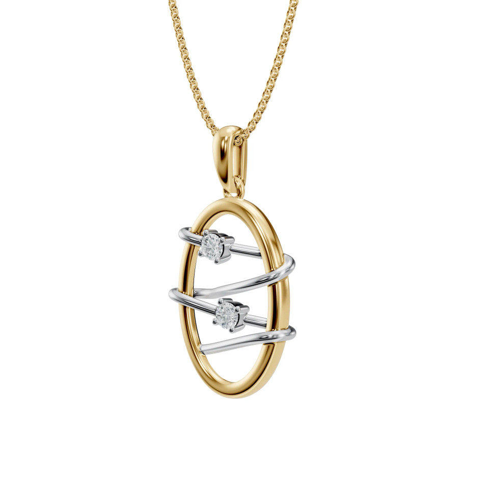 Lab Grown 0.10 Ct Diamond Oval Pendant Necklace
