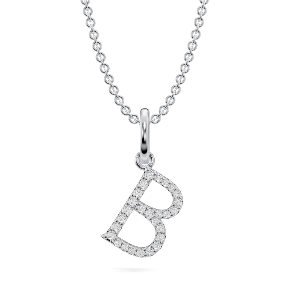 Lab-Grown 0.11 Ct Diamond Letter "B" Pendant