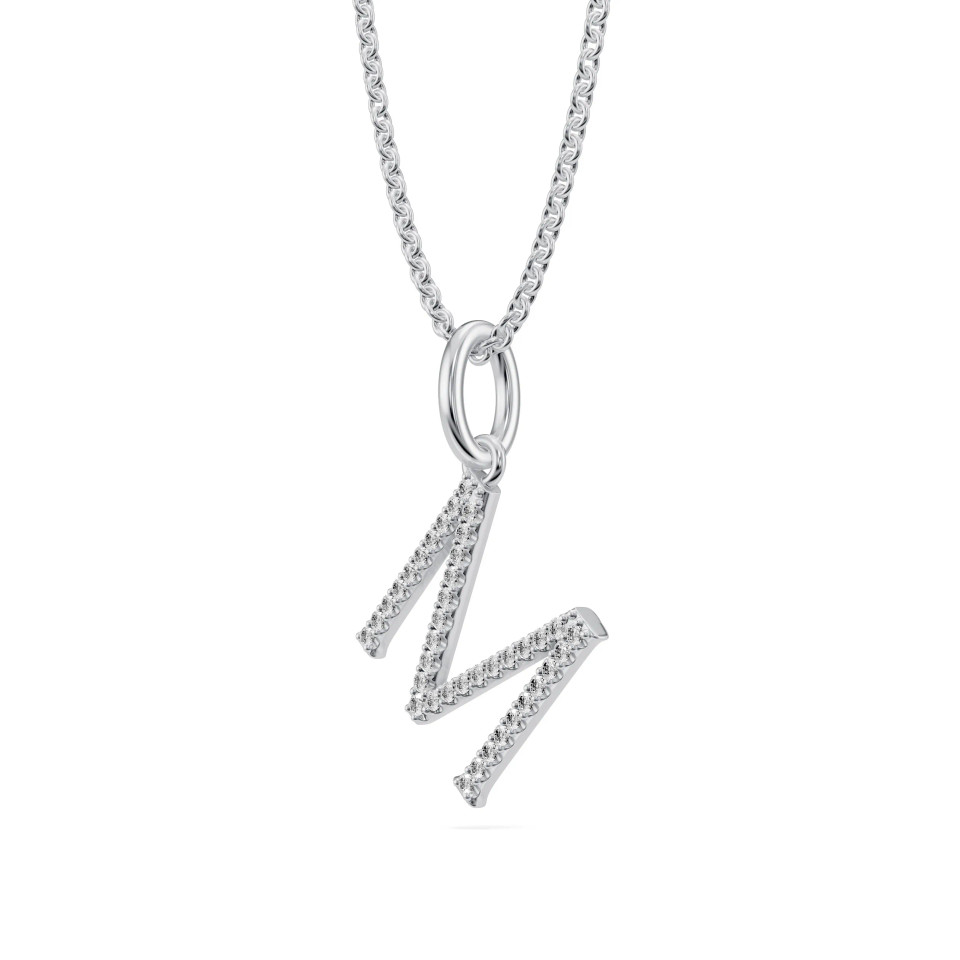 Lab-Grown 0.13 Ct Diamond "M" Initial Pendant